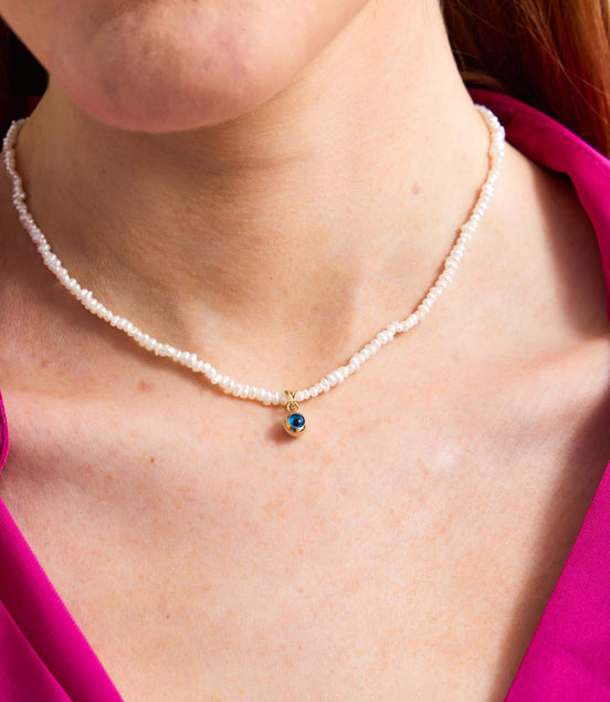 Crispy Natural Pearl Nazar Boncuklu Necklace