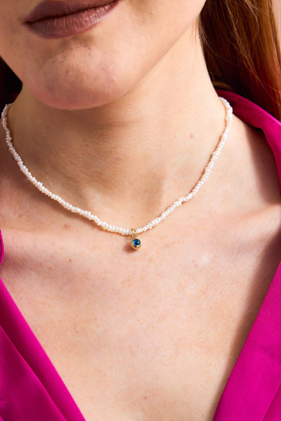 Crispy Natural Pearl Nazar Boncuklu Necklace