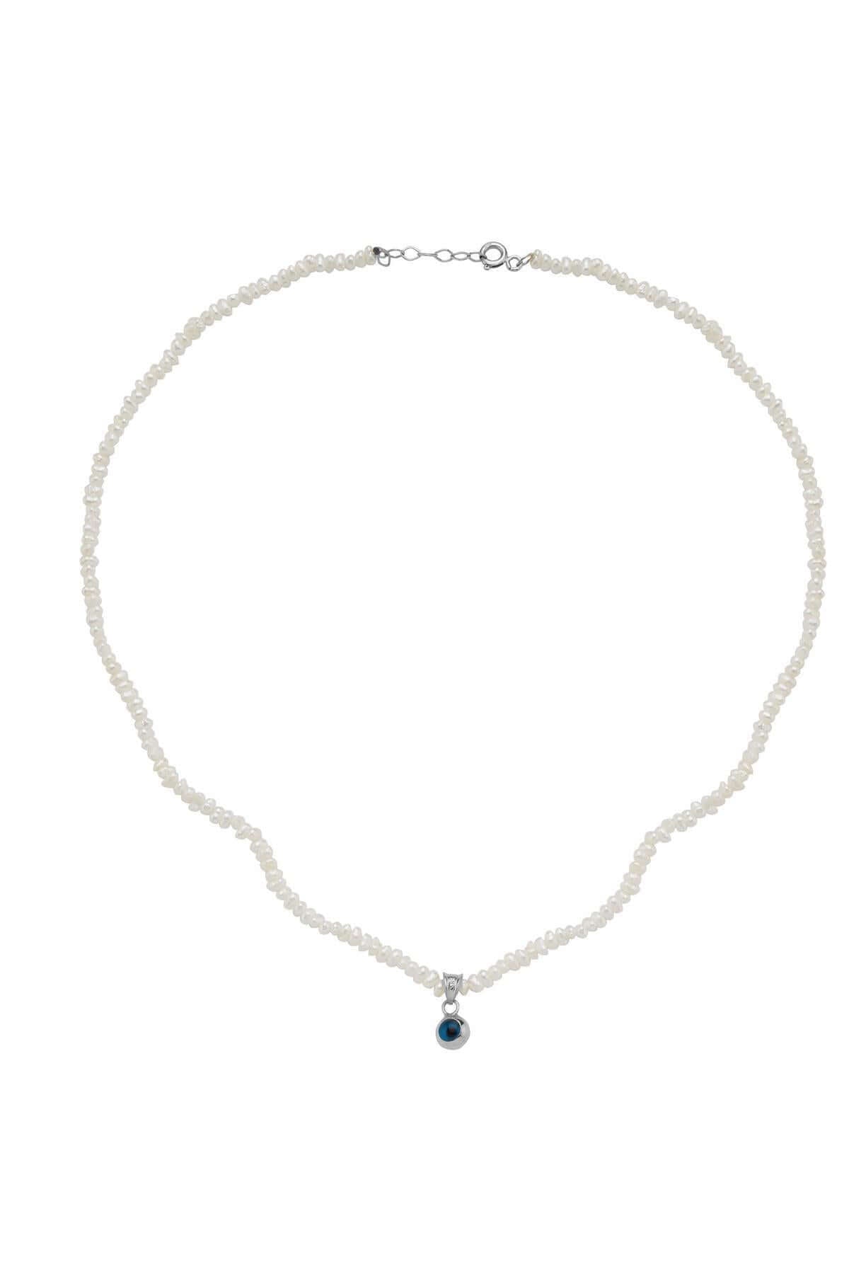 Crispy Natural Pearl Nazar Boncuklu Necklace