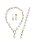 Hoop Clasp Baroque Natural Pearl Earring Necklace Bracelet Triple Set