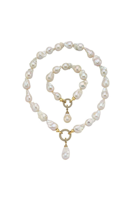 Halka Kilitli Barok Doğal İnci Kolye Bileklik İkili Set | | Birinci1926