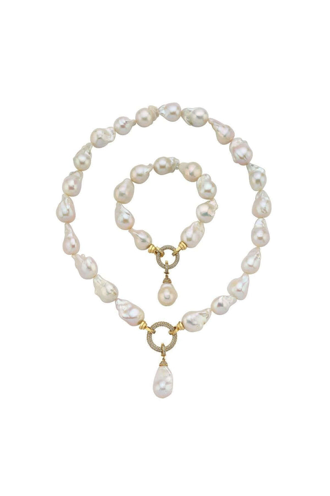 Halka Kilitli Barok Doğal İnci Kolye Bileklik İkili Set | | Birinci1926