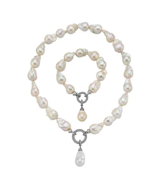 Halka Kilitli Barok Doğal İnci Kolye Bileklik İkili Set | | Birinci1926