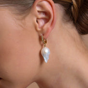 Hoop Clasp Baroque Natural Pearl Earring Necklace Bracelet Triple Set