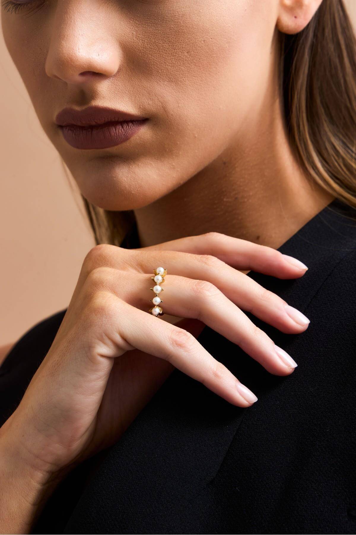 Badem Tırnak Beş Doğal İncili Yüzük | | Birinci1926