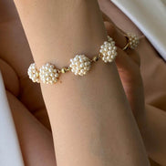 Prenses Model Doğal İnci Küpe Kolye Bileklik Yüzük Dörtlü Set | | Birinci1926