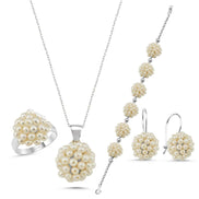 Prenses Model Doğal İnci Küpe Kolye Bileklik Yüzük Dörtlü Set | | Birinci1926