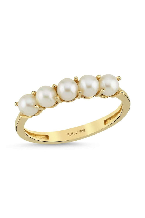 Small Five Natural Pearl Ring