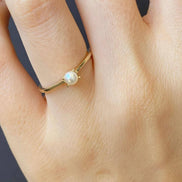 Small Natural Pearl Solitaire Design Ring