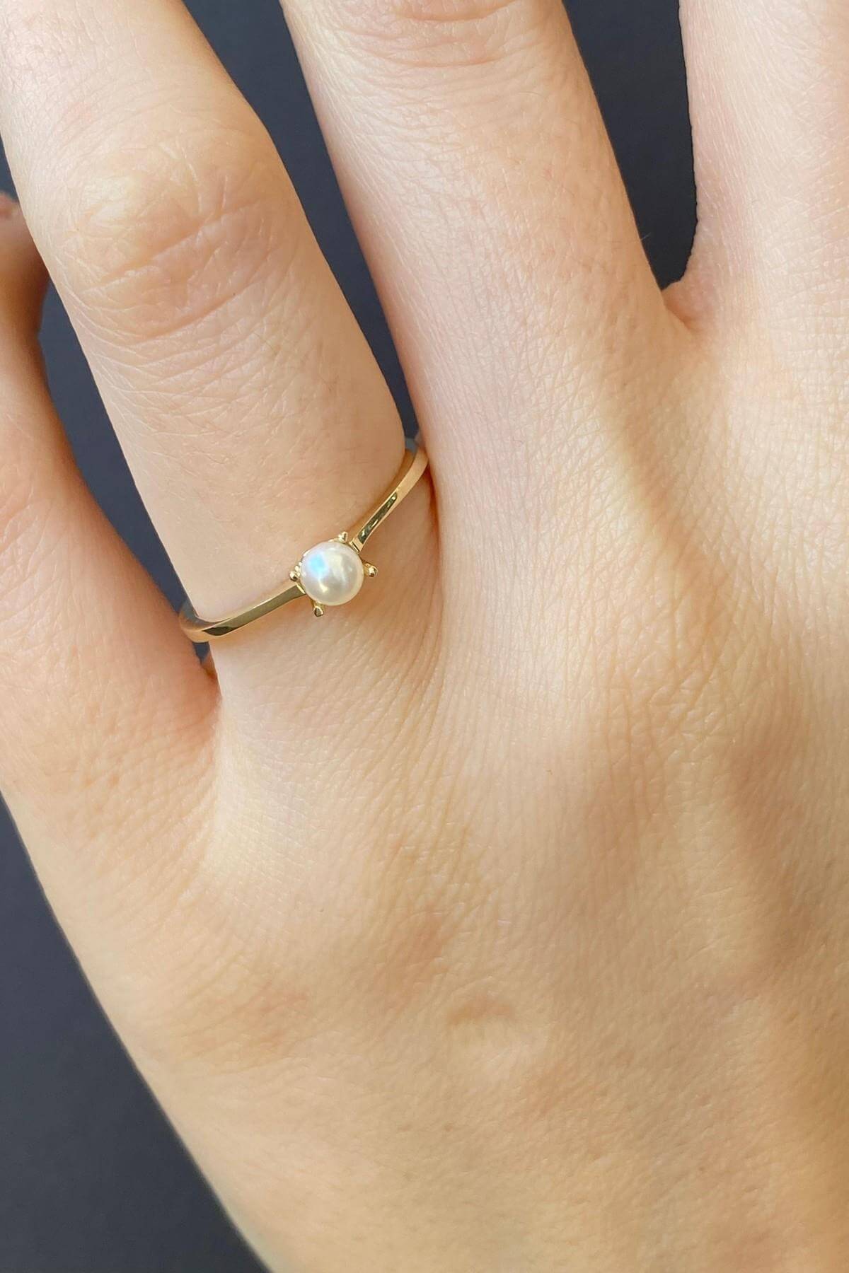 Small Natural Pearl Solitaire Design Ring
