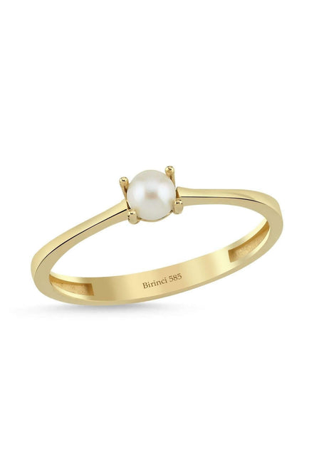 Small Natural Pearl Solitaire Design Ring