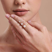 Small Natural Pearl Solitaire Design Ring