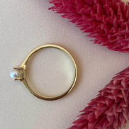 Small Natural Pearl Solitaire Design Ring