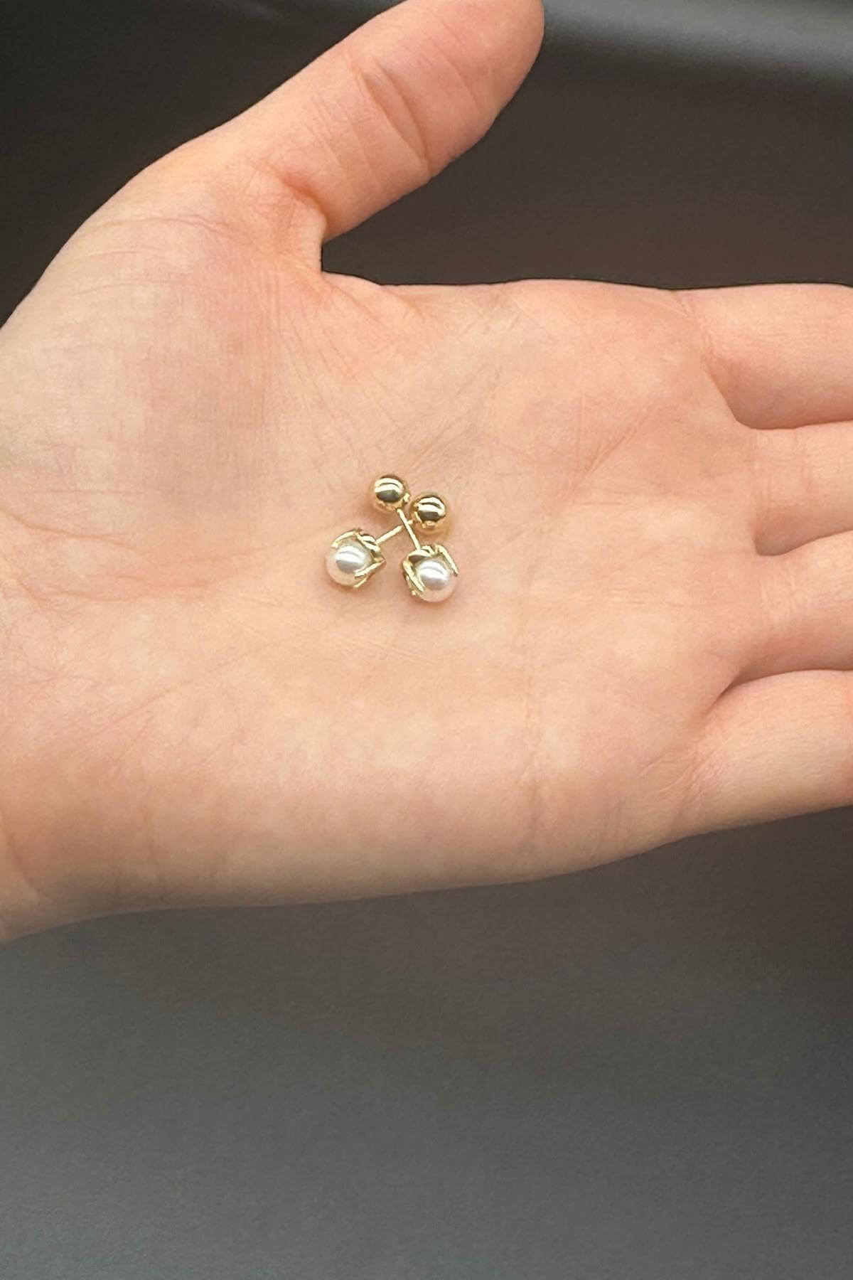 İkili Tragus Doğal İnci Çift Taraflı Top Piercing | | Birinci1926