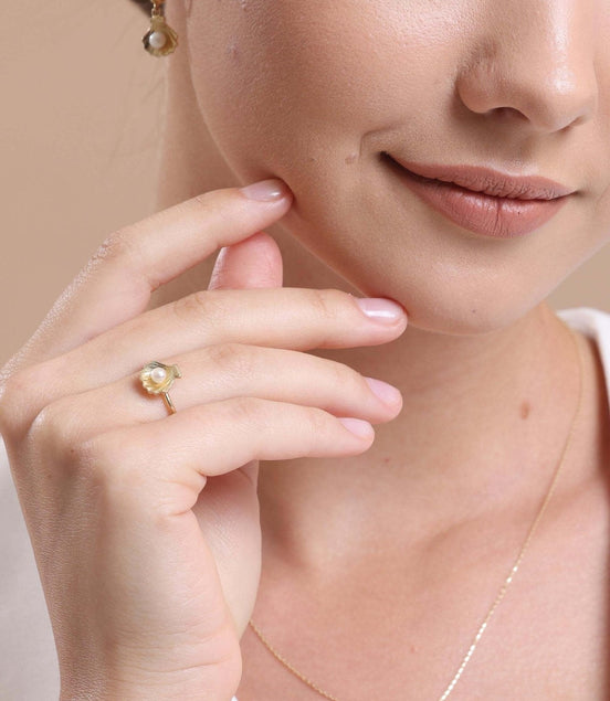 Oyster Natural Pearl Earring Necklace Ring Triple Set