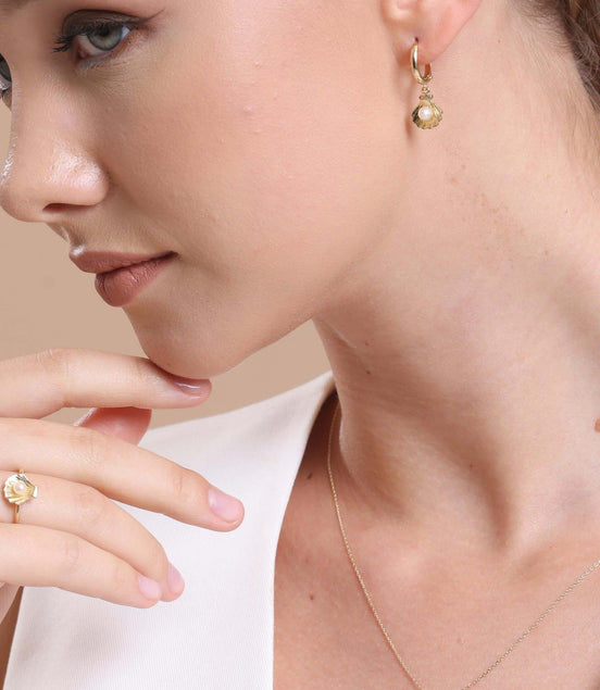 Oyster Natural Pearl Earring Necklace Ring Triple Set