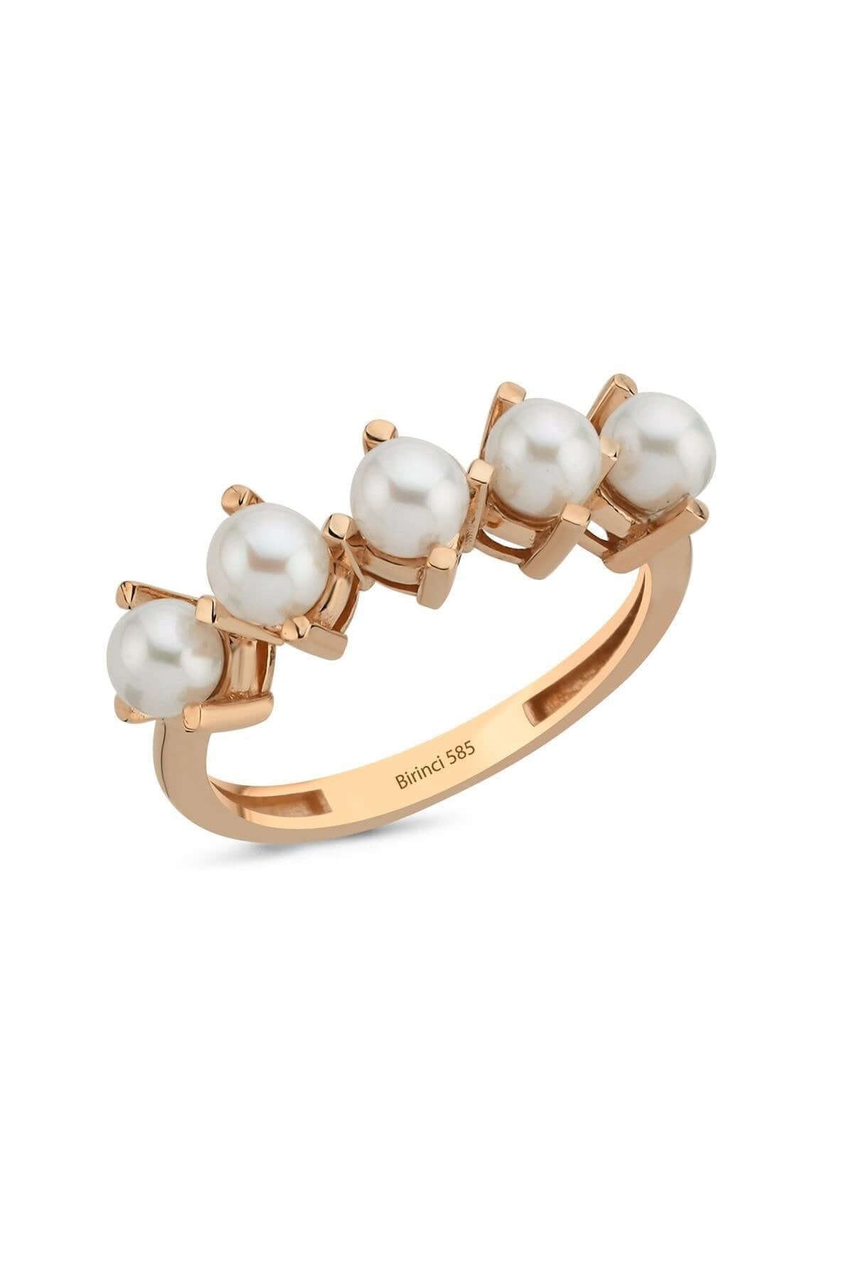 Thick Nails Five Natural Pearl Ring