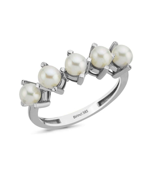 Kalın Tırnak Beş Doğal İncili Yüzük | | Birinci1926