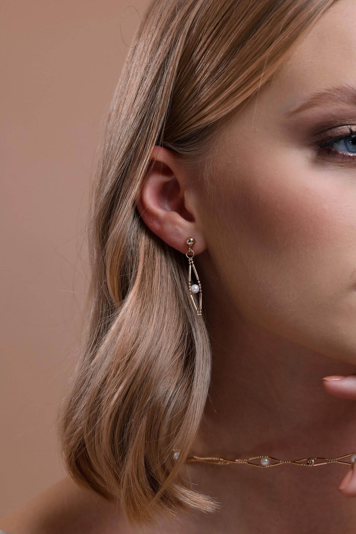 Slice of Baklava Natural Pearl Earring