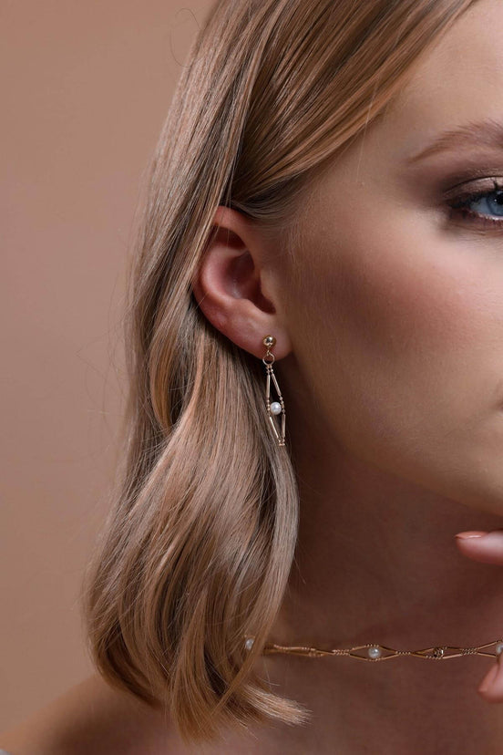 Slice of Baklava Natural Pearl Earring