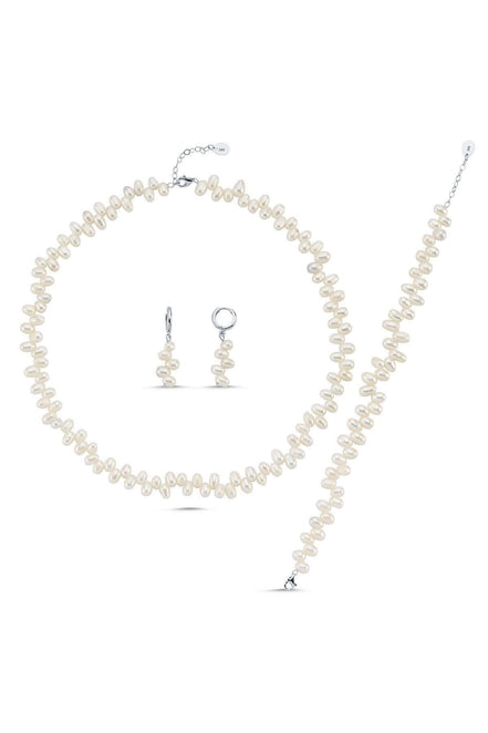 Barok Doğal İnci Kolye Bileklik Küpe Üçlü Set | | Birinci1926