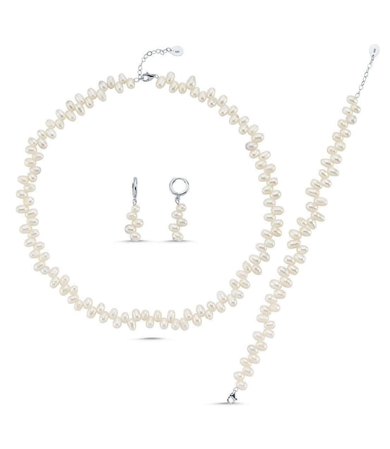 Barok Doğal İnci Kolye Bileklik Küpe Üçlü Set | | Birinci1926