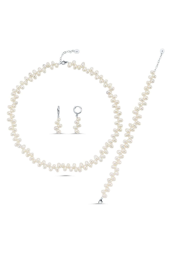 Barok Doğal İnci Kolye Bileklik Küpe Üçlü Set | | Birinci1926