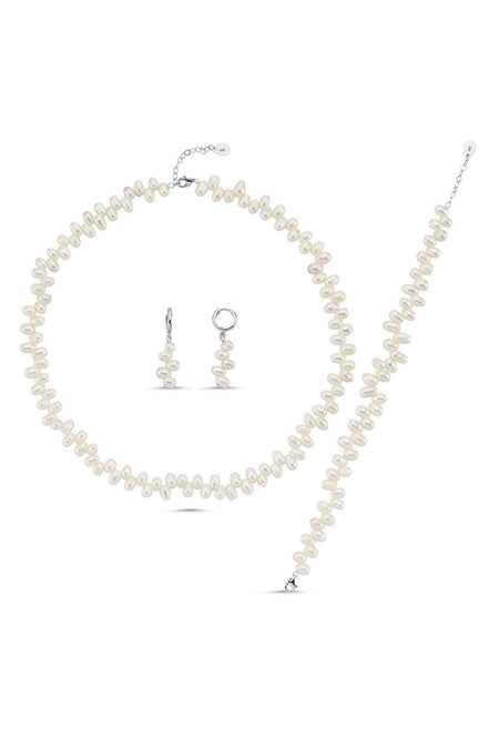 Barok Doğal İnci Kolye Bileklik Küpe Üçlü Set | | Birinci1926
