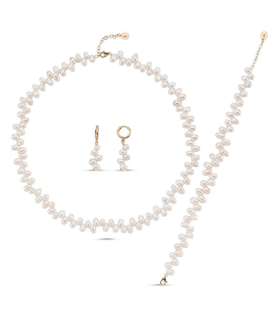 Barok Doğal İnci Kolye Bileklik Küpe Üçlü Set | | Birinci1926