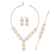 Çiçek Desenli Doğal İncili Kolye Küpe İkili Set | | Birinci1926