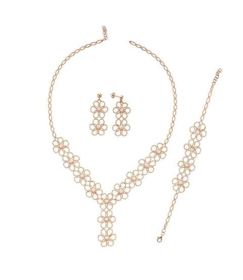 Çiçek Desenli Doğal İncili Kolye Küpe İkili Set | | Birinci1926