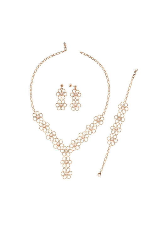 Çiçek Desenli Doğal İncili Kolye Küpe İkili Set | | Birinci1926