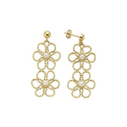 Flower Desenli Natural Pearl Earring