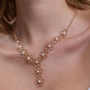 Flower Desenli Natural Pearl Necklace