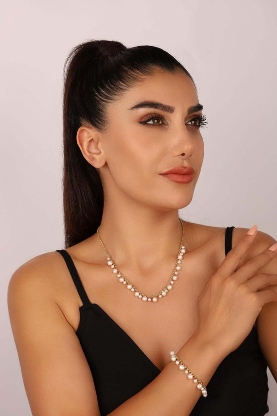 Doğal İnci Sallantılı Kolye Bileklik İkili Set | | Birinci1926