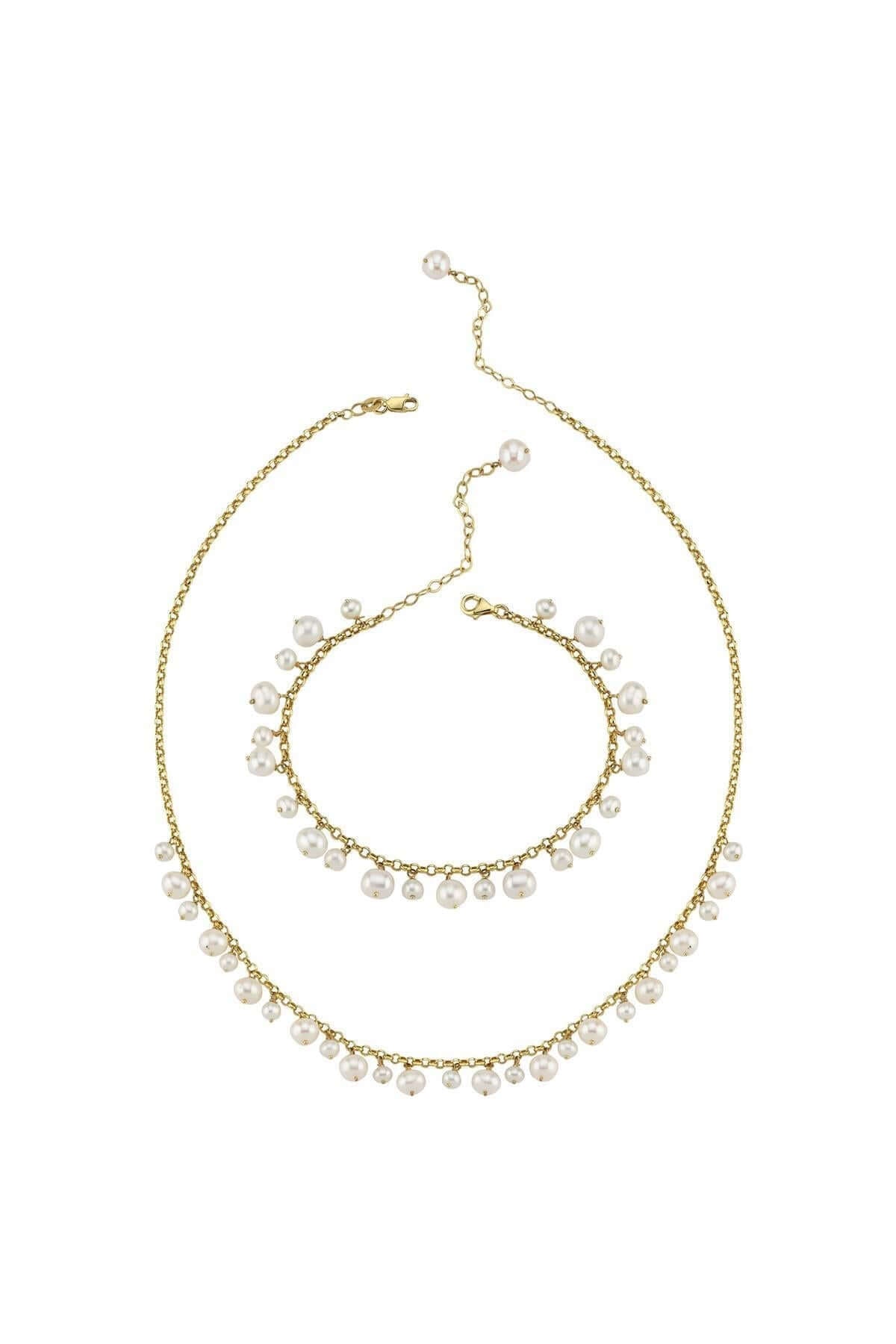 Doğal İnci Sallantılı Kolye Bileklik İkili Set | | Birinci1926