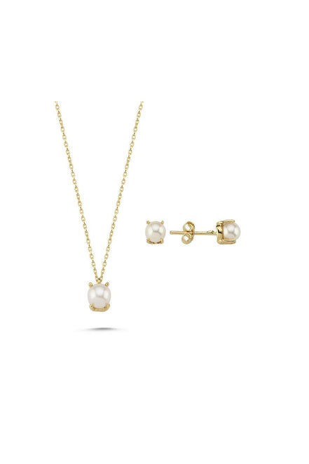 Doğal İncili Küpe Kolye İkili Set | | Birinci1926