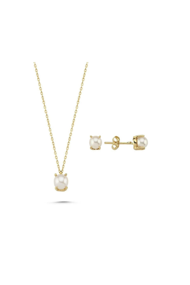 Doğal İncili Küpe Kolye İkili Set | | Birinci1926