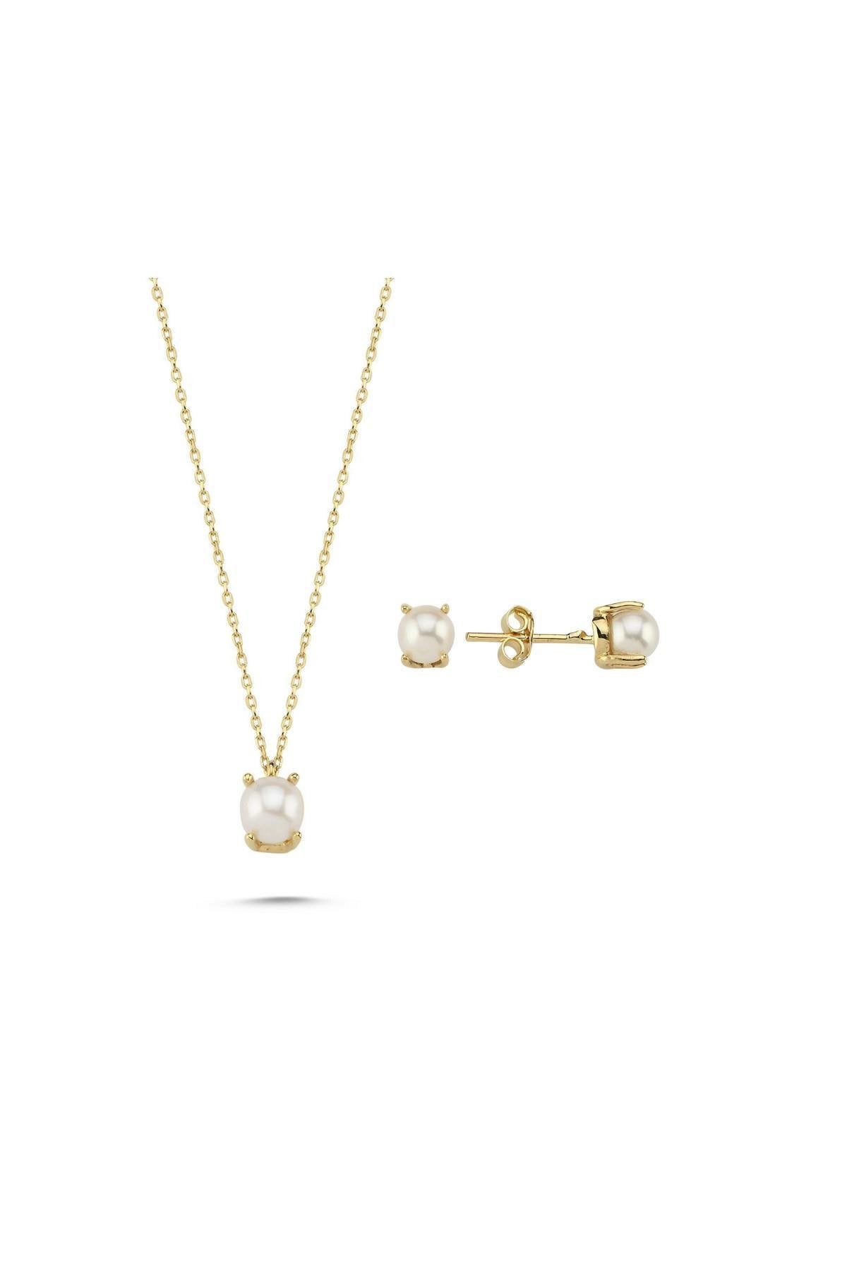 Doğal İncili Küpe Kolye İkili Set | | Birinci1926