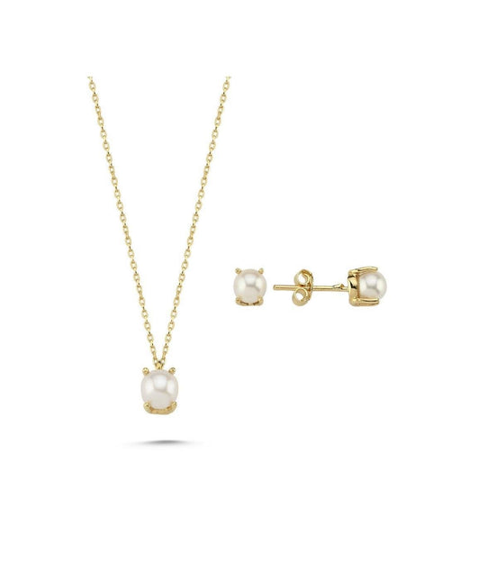 Doğal İncili Küpe Kolye İkili Set | | Birinci1926