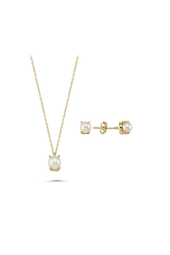 Doğal İncili Küpe Kolye İkili Set | | Birinci1926