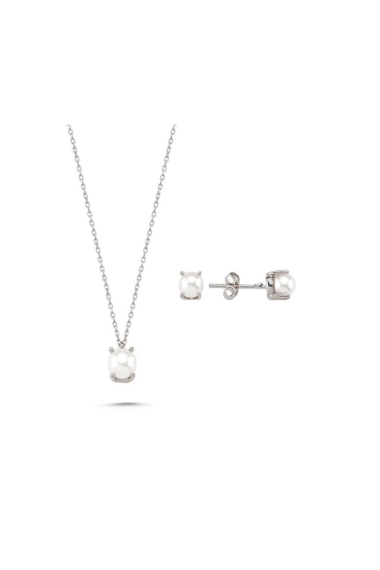 Doğal İncili Küpe Kolye İkili Set | | Birinci1926