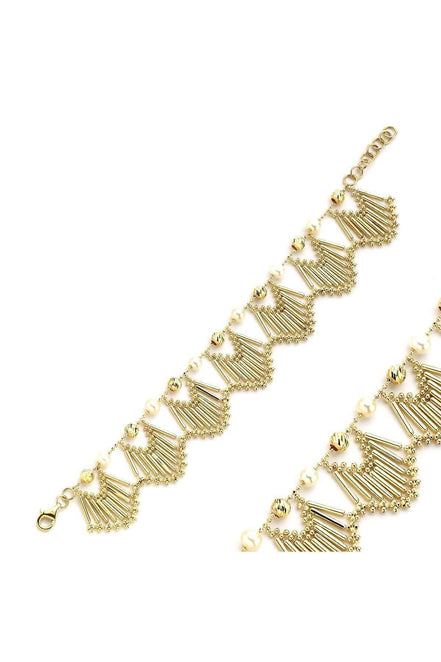 Natural Pearl Yelpaze Design Bracelet