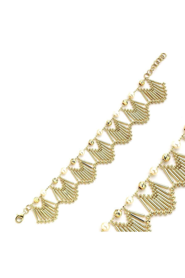 Natural Pearl Yelpaze Design Bracelet