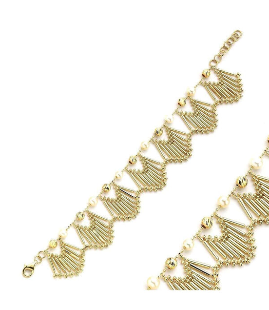 Natural Pearl Yelpaze Design Bracelet