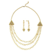 Dorikalı 3 Sıra Doğal İncili Küpe Kolye İkili Set | | Birinci1926