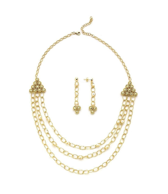 Dorikalı 3 Sıra Doğal İncili Küpe Kolye İkili Set | | Birinci1926