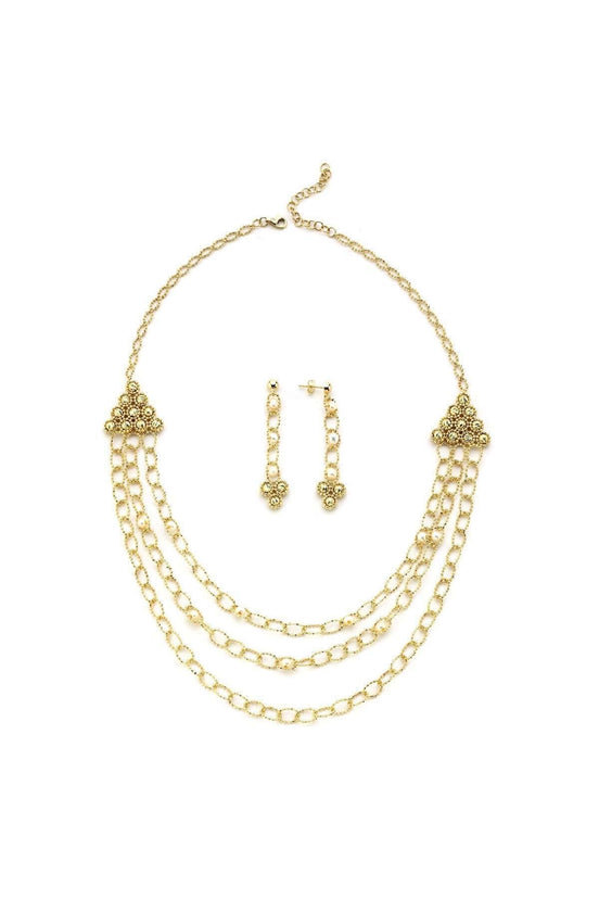 Dorikalı 3 Sıra Doğal İncili Küpe Kolye İkili Set | | Birinci1926