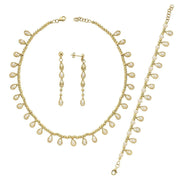 Dorikalı Sallantılı Damla Doğal İncili Küpe Kolye Bileklik Üçlü Set | | Birinci1926