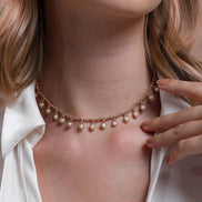 Dorica Bead Dangling Natural Pearl Necklace